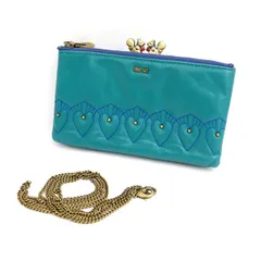 ANNA SUI / アナスイ ■財布 がま口 チェーンショルダー レザー 緑 メタル 【財布/サイフ/ウォレット/wallet/コイン】 ブランド【中古】 