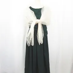 ニコルセレクション NICOLE Selection ロング ワンピース ドレス ボレロ 2点セット 38 FREE グリーン アイボリー レース kz12845