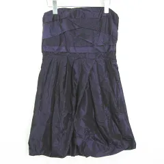 ザラ ベーシック ZARA BASIC ベア ワンピース バルーン 膝丈 L ダークパープル 8337/093 kz13526