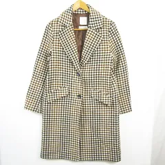 エージーバイアクアガール AG by aquagirl JAPANFABRIC チェスターコート ロング丈 毛 M アイボリー ブラウン ギンガムチェック kz14195