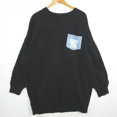 ロデオクラウンズ Rodeo Crowns オーバーサイズ スウェット トレーナー ワンピース 長袖 コットン FREE ブラック ロゴ kz14678