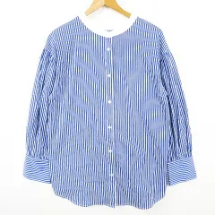 アーバンリサーチ サニーレーベル URBAN RESEARCH Sonny Label バンドカラー シャツ オーバーサイズ 長袖 ストレッチ 綿 FREE ブルー ストライプ kz14726