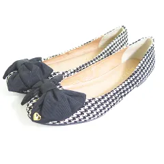 ダイアナ DIANA フラットパンプス ラウンドトゥ リボン 23 千鳥 2sa7392