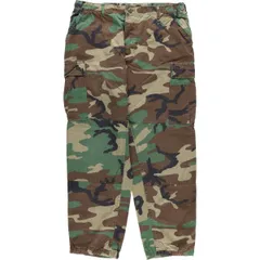 古着 90年代 民間品 迷彩柄 ウッドランドカモ リップストップ ミリタリー カーゴパンツ コンバットパンツ LARGE - REGULAR/eaa618892