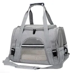 キャリーバッグ ペットキャリー ショルダー 手提げ 猫 小型犬 お洒落 通気性 旅行 通院 3way (グレー) 0