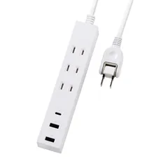 エレコム 電源タップ USB コンセント 15W AC×3個口 USB-A×2 USB-C×1 1.5m 極性プラグ対応 (N極) ホワイト ECT-38-3A2C15WH 0