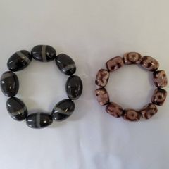アクセサリー 天珠ブレスレット2個セット 天珠 彫刻 布袋様 弥勒菩薩