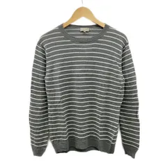 MargaretHowell(マーガレットハウエル) 長袖カットソー サイズL メンズ ダークグレー×白 ニット/ボーダーのサムネイル