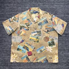 90s polo hemingway shirt vintage camp 総柄 - メルカリ