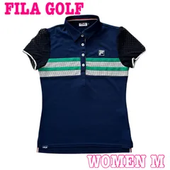 FILA GOLF フィラゴルフ 半袖 袖レース ロゴ刺繍 速乾性 ストレッチ ポロシャツ M
