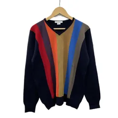 JOHN SMEDLEY(ジョンスメドレー) 長袖セーター サイズL レディース - ダークネイビー×ブラウン×マルチ Vネック