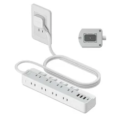 電源タップ マグネット 延長コード 2m 薄型プラグ たこあし コンセント usb付き テーブルタップ TESSAN 8個AC口 1個Type-Cと3個Type-Aポート タコ足配線 隙間 蛸足コンセント 磁石 分岐 4つ個別スイッチと4つ常時通電付き 省 1