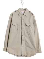 【お得なクーポン配布中!】 90s USA製 フィルソン 長袖 サファリ シャツ メンズ XL 程/ オールド アウトドア ワーク コットン 長袖シャツ 無地 ベージュ 大きいサイズ