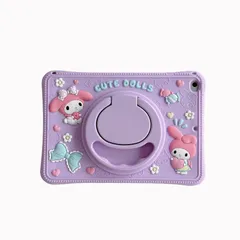 人気 大人/子供 女性/女の子 耐衝撃 カバー ケース ケース 保護 アイパッド シリコーン ソフト パープル 軽量 薄型 デザイン うさぎ 可愛い 付き ストラップ 肩掛け スタンド機能 横置き 縦置き リング付き 360度回転 2017 第5世代 / 20