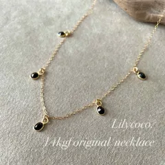 14kgf製/天然石ブラックスピネル5粒ネックレス