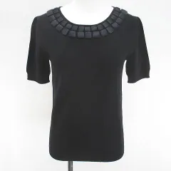 フィロソフィーディアルベルタフェレッティ PHILOSOPHY di ALBERTA FERRETTI 半袖 ニット セーター 40 黒系 ブラック イタリア製 リブ 毛 ウールのサムネイル