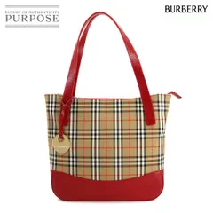 バーバリー BURBERRY ノバチェック ハンド バッグ キャンバス レザー ベージュ レッド ゴールド 金具 Tote Bag 90318014