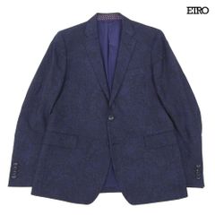 J7187 美品 エトロ ペイズリー柄裏地シルク100%サマージャケット 紺48