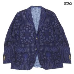 J7187 美品 エトロ ペイズリー柄裏地シルク100%サマージャケット 紺48
