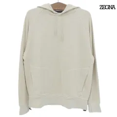 超美品 ゼニア Zegna カシミヤ コットン フーディー パーカー ライトウェイト サイズ50 ベージュ オートミール 定価150000円 メンズ ほぼ未使用