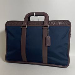 コーチ ビジネスバッグ ブリーフケース 2way ナイロン レザー ネイビー