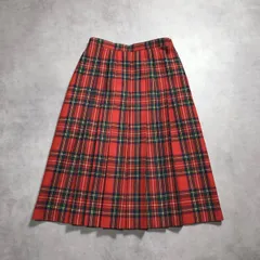 WQ989●NewYorker：美品 タータンチェックプリーツスカート 赤 トラッド ウール ニューヨーカー