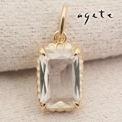 美品 アガット K10 クォーツ スクエア ネックレストップ/25-1353