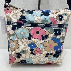 1464　LeSportsac　レスポートサック　 ショルダーバッグ　斜めがけ　紐調節可能　 SMALL CLEO CROSSBODY　花柄　 グアム限定　ベージュ系　ナイロン　軽量　レディース