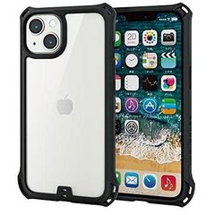 iPhone 14 iPhone 13 하이브리드 케이스 블랙 ELECOM ZEROSHOCK 내충격 충격 흡수 프레임 컬러 클리어 PM-A21BZEROFCBK