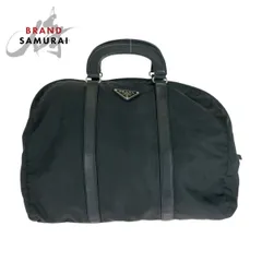 美品 PRADA プラダ テスート 三角ロゴプレート ブラック 黒 シルバー金具 ナイロン ボストンバッグ ハンドバッグ メンズ 505066【中古】
