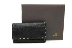 フェンディ セレリア 6連 キーケース 8AP016 キーホルダー ステッチ Unisex レザー 黒 ブラック FENDI 5982k