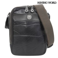 超美品 ハンティングワールド HUNTING WORLD 2010年商品 BVJ3608 メタルタグ バチューレザー ショルダー クロスボディバッグ 黒 レア メンズ ゴルフ 旅 超美品 ハンティングワールド HUNTING WORLD 2010年商品 BVJ3608