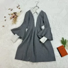 Lily Brown リリーブラウン シャツドッキングニットワンピース フレア グレー 灰 レディース LWNO235117