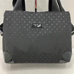 1472　良品　agnes b.  VOYAGE アニエスベーボヤージュ　アニエス・ベー　 ２WAYショルダーバッグ　ハンドバッグ　トートバッグ　ブラック　水玉　ナイロン ミニボストンバッグ　肩掛け　斜めがけ　エナメル加工
