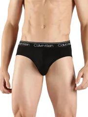 Calvin Klein Men 3 Pack Micro Stretch Wicking Hip Brief NB2568 ブラック、本物のグレーのロゴとストライプ。 [ブラック、本物のグレーのロゴとストライプ。] [M]