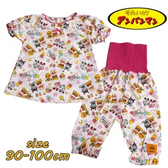 アンパンマン 総柄パジャマ ベビー服 半袖 腹巻付き 綿100％ ガールズ 女児 ナイトウエア (TA2633)