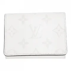 【在庫一掃】 ルイヴィトン カードケース メンズ タイガラマ アンヴェロップ・カルト ドゥ ヴィジット 名刺入れ 定期入れ パスケース モノグラム LOUIS VUITTON M14130    ホワイト 白 シルバー金具 美品【中古品】