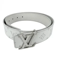 【在庫一掃】 ルイヴィトン ベルト メンズ LV イニシャル 40MM リバーシブル ファッションアイテム 小物 85/34 LOUIS VUITTON M0713    ホワイト 白 シルバー金具 美品【中古品】