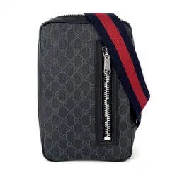 【在庫一掃】 グッチ ボディバッグ メンズ スリングバック ベルトバッグ 肩掛け 斜め掛け GUCCI 478325 GGスプリームキャンバス レザー ブラック 黒 ネイビー 紺 シルバー金具 美品【中古品】のサムネイル