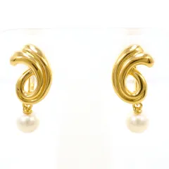 K18YG イヤリング clip-on earrings アコヤ真珠 カード鑑別書 総重量約5.3g