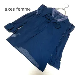 【axesfemme】アクシーズファム ボウタイ付き ブラウス ２ＷＡＹラメ混ドビー素材ＢＬ ネイビー F