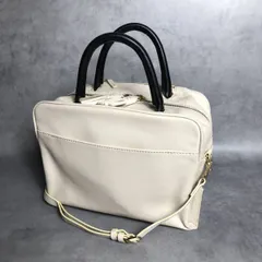 WQ1121●POTIOR：レザースクエア2WAYバッグ ベージュ/ブラック ハンドバッグ ショルダー ポティオール