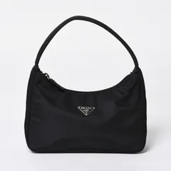 極美品 PRADA プラダ ホーボー ワンショルダーバッグ MV515 トライアングルロゴ 三角ロゴプレート ナイロン ブラック 中古 4a000145