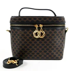 【美品】CELINE セリーヌ マカダム バニティ型 2WAYショルダー ハンドバッグ 小物入れ ブランド鞄【UJ31】