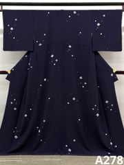 小紋 絞り 正絹 身幅ゆったり 躾糸付き パールトーン加工済 A278 