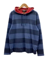 ダブルアールエル RRL Doubleface Pullover Parka ダブルフェイス プルオーバー パーカー リバーシブル Ralph Lauren 青 紺 パーカ ボーダー ブルー Mサイズ 104MT-2976のサムネイル