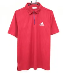 アディダス 半袖ポロシャツ レッド 総柄地模様 ハーフジップ メンズ O ゴルフウェア adidas