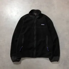 GQ4638◇patagonia : USA製 90’s レトロ フリースジャケット◇M◇黒系 パタゴニア
