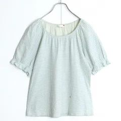 ピンクハウス★ふんわり袖♪半袖カットソー 大きいサイズL ベージュ×水色系 ボーダー z19276