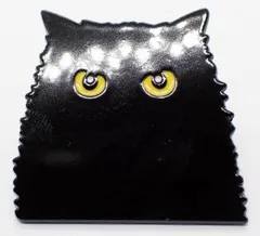 猫　ネコ　顔　アップ　黒猫　ピンブローチ　ピンズ　PINS　バッジ　バッヂ　アメリカン雑貨